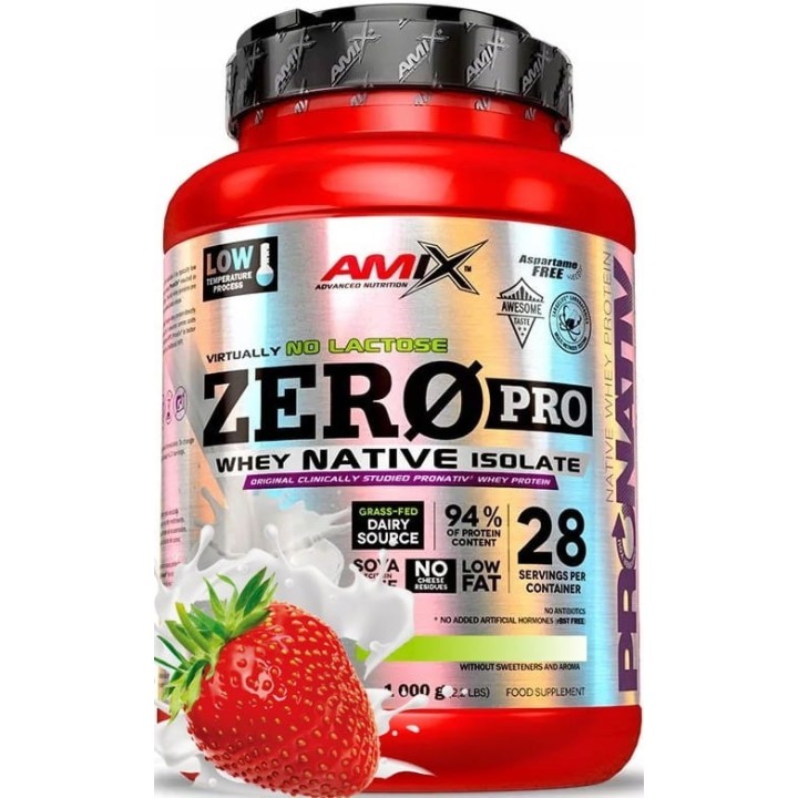 AMIX ZERO PRO NATIVE 1kg Truskawka 90% Izolat