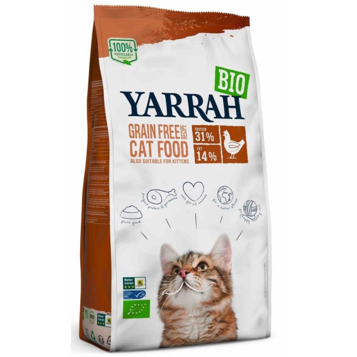 (DLA KOTA I KOCIĄT) KARMA Z KURCZAKIEM I GROSZKIEM BIO 800 g -  YARRAH