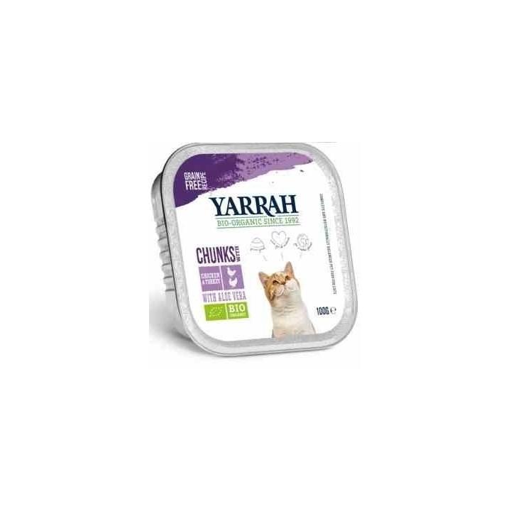 (DLA KOTA) KAWAŁKI KURCZAKA I INDYKA Z ALOESEM BIO 100 g - YARRAH